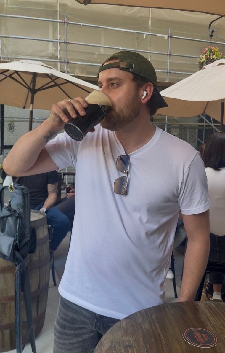 Matt with a pint of Guinness